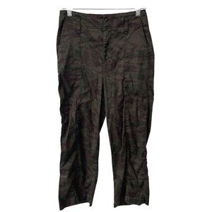 Level99 Pants Size 26 Bette Seamed Trouser Cropped Linen Blend Midnight Camo